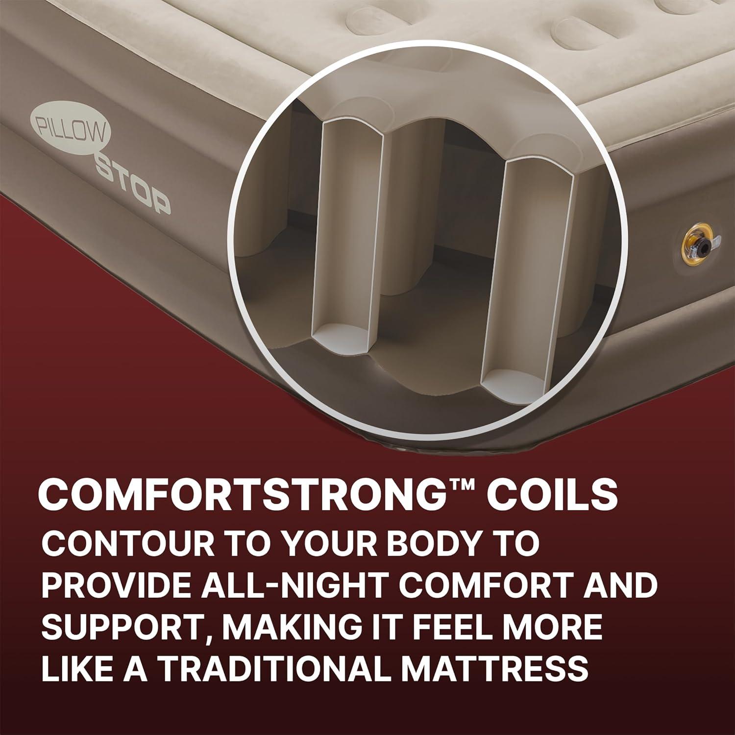 imageColeman SupportRest DoubleHigh 18quot Twin Air Mattress Indoor and Outdoor Raised Airbed with 120V Rechargeable Air Pump Blow Up Air Mattress for Camping