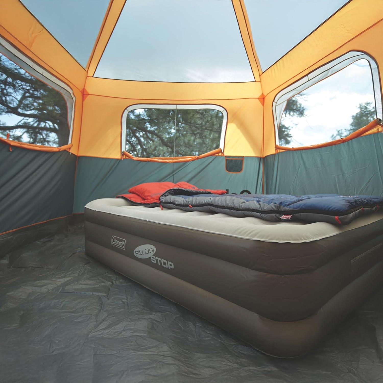 imageColeman SupportRest DoubleHigh 18quot Twin Air Mattress Indoor and Outdoor Raised Airbed with 120V Rechargeable Air Pump Blow Up Air Mattress for Camping