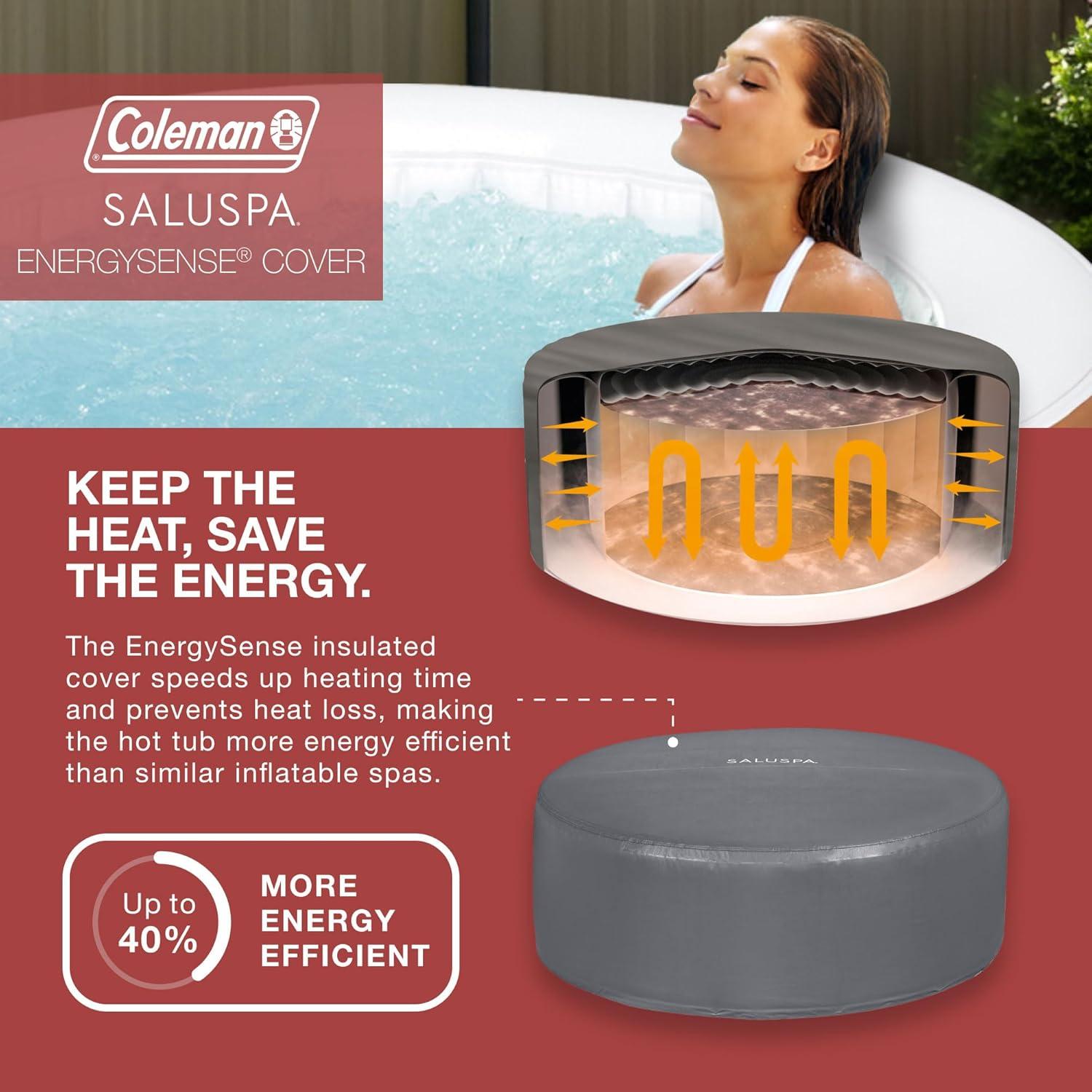 imageColeman Ponderosa AirJet 2 to 4 Person Inflatable Hot Tub Round Portable Outdoor Spa with 120 AirJets and EnergySense Energy Saving Cover Orange