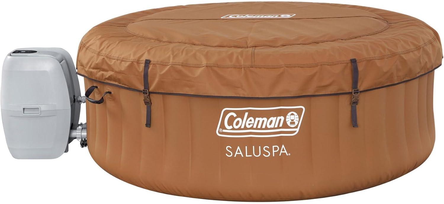 imageColeman Ponderosa AirJet 2 to 4 Person Inflatable Hot Tub Round Portable Outdoor Spa with 120 AirJets and EnergySense Energy Saving Cover Orange