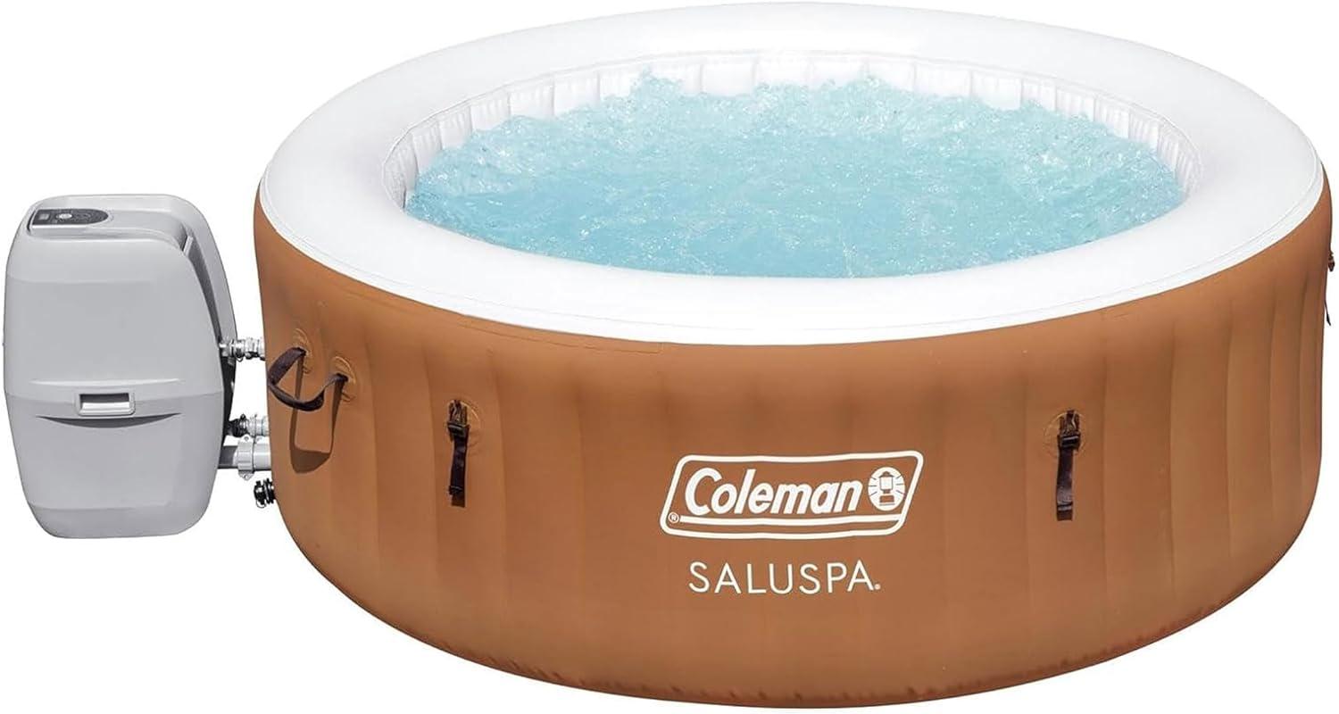 imageColeman Ponderosa AirJet 2 to 4 Person Inflatable Hot Tub Round Portable Outdoor Spa with 120 AirJets and EnergySense Energy Saving Cover Orange