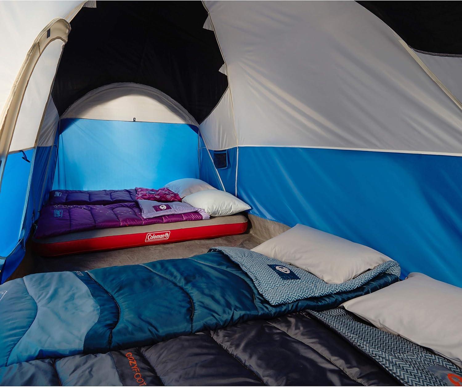 imageColeman Montana Camping Tent 68 Person Family Tent with Included Rainfly Carry Bag and Spacious Interior Fits Multiple Queen Airbeds and Sets Up in 15 MinutesBlue