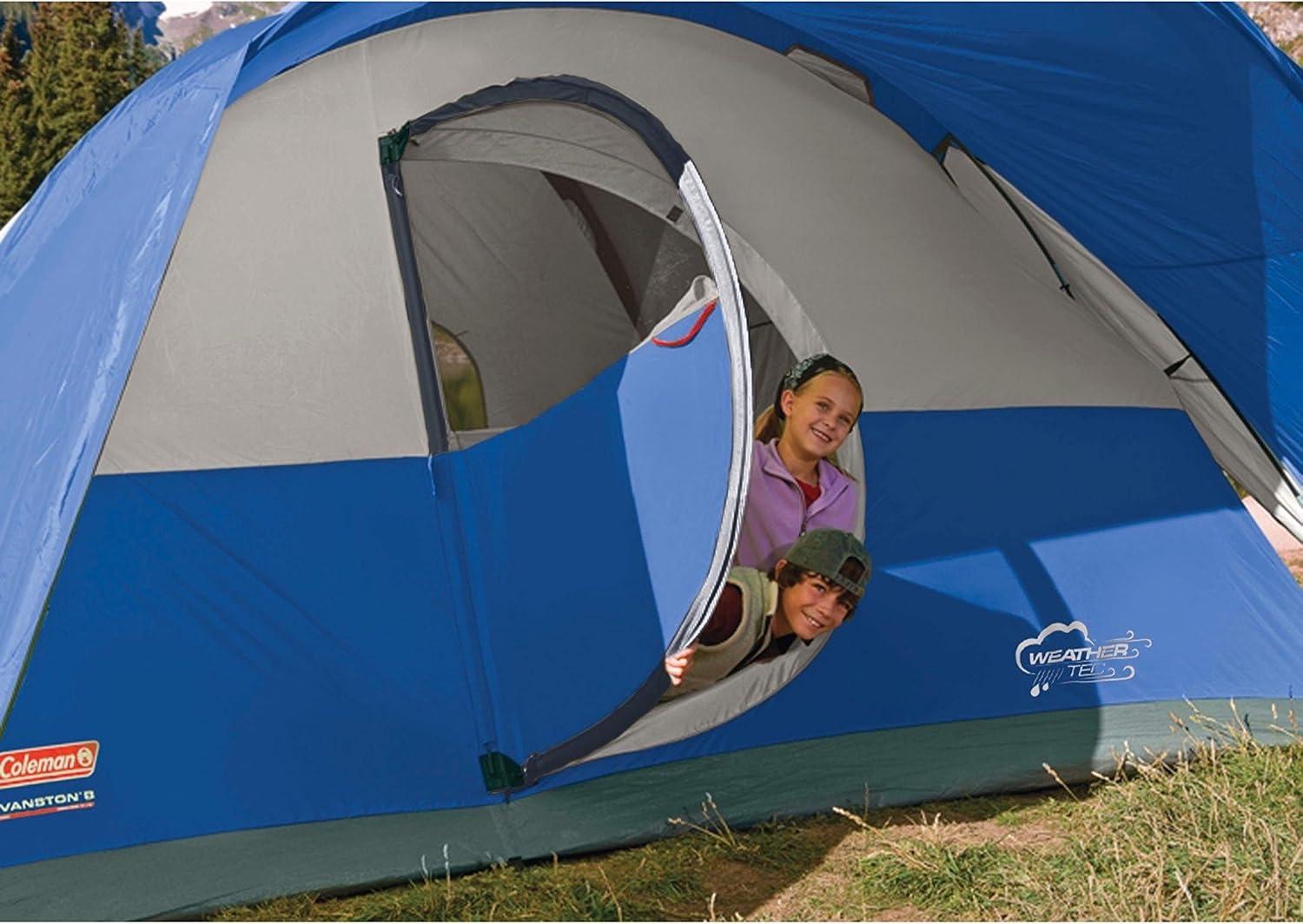 imageColeman Montana Camping Tent 68 Person Family Tent with Included Rainfly Carry Bag and Spacious Interior Fits Multiple Queen Airbeds and Sets Up in 15 MinutesBlue