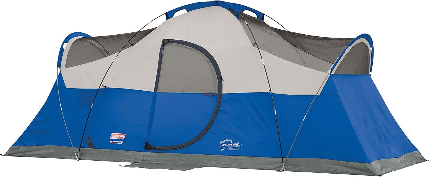 imageColeman Montana Camping Tent 68 Person Family Tent with Included Rainfly Carry Bag and Spacious Interior Fits Multiple Queen Airbeds and Sets Up in 15 MinutesBlue