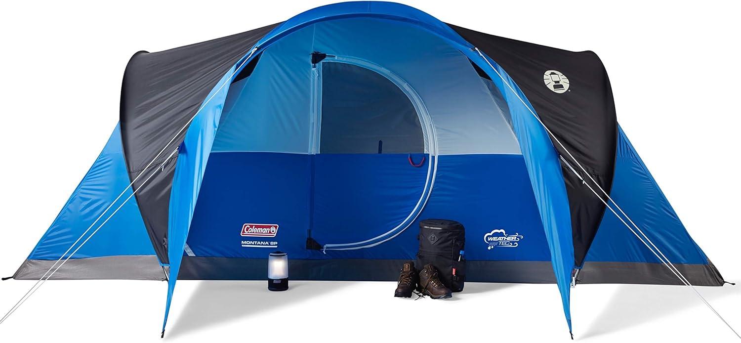 imageColeman Montana Camping Tent 68 Person Family Tent with Included Rainfly Carry Bag and Spacious Interior Fits Multiple Queen Airbeds and Sets Up in 15 MinutesBlue