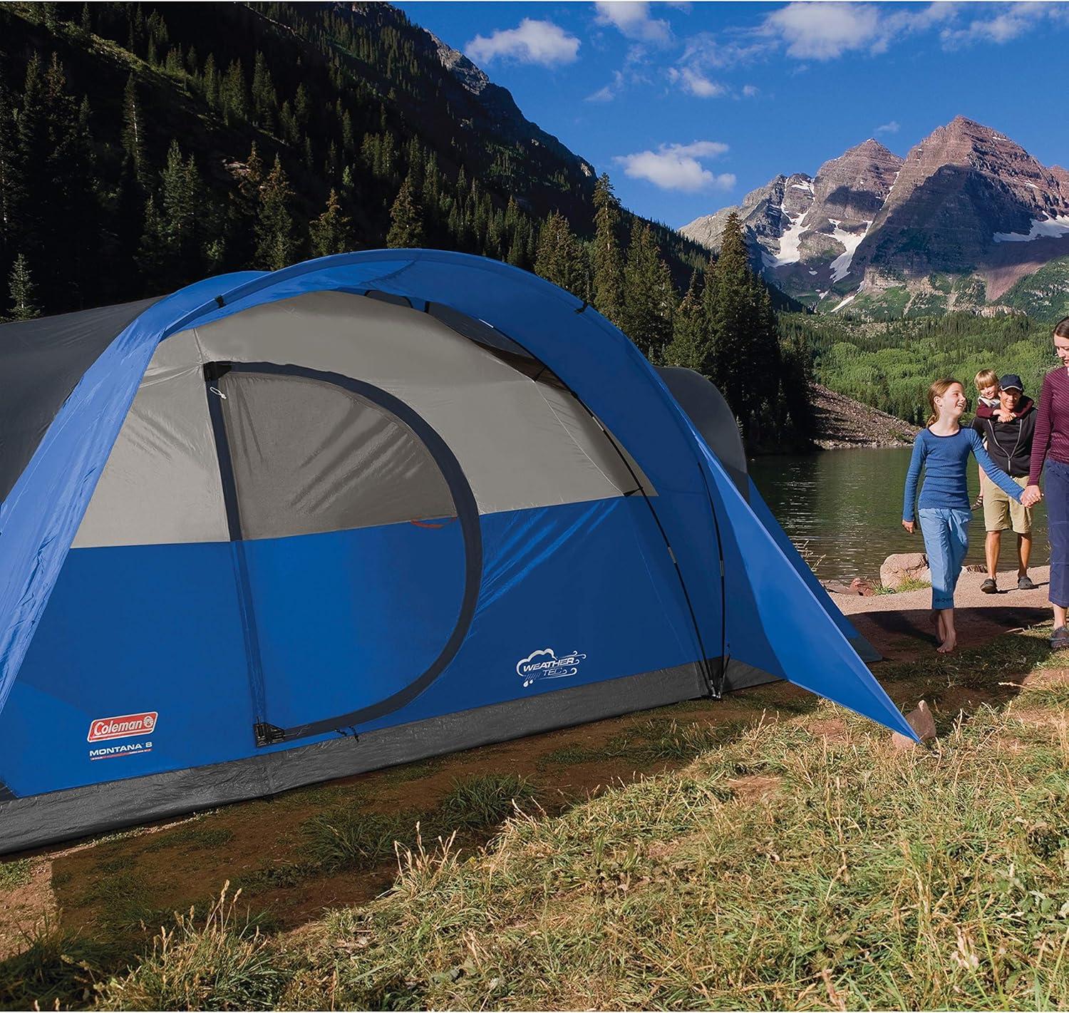 imageColeman Montana Camping Tent 68 Person Family Tent with Included Rainfly Carry Bag and Spacious Interior Fits Multiple Queen Airbeds and Sets Up in 15 MinutesBlue