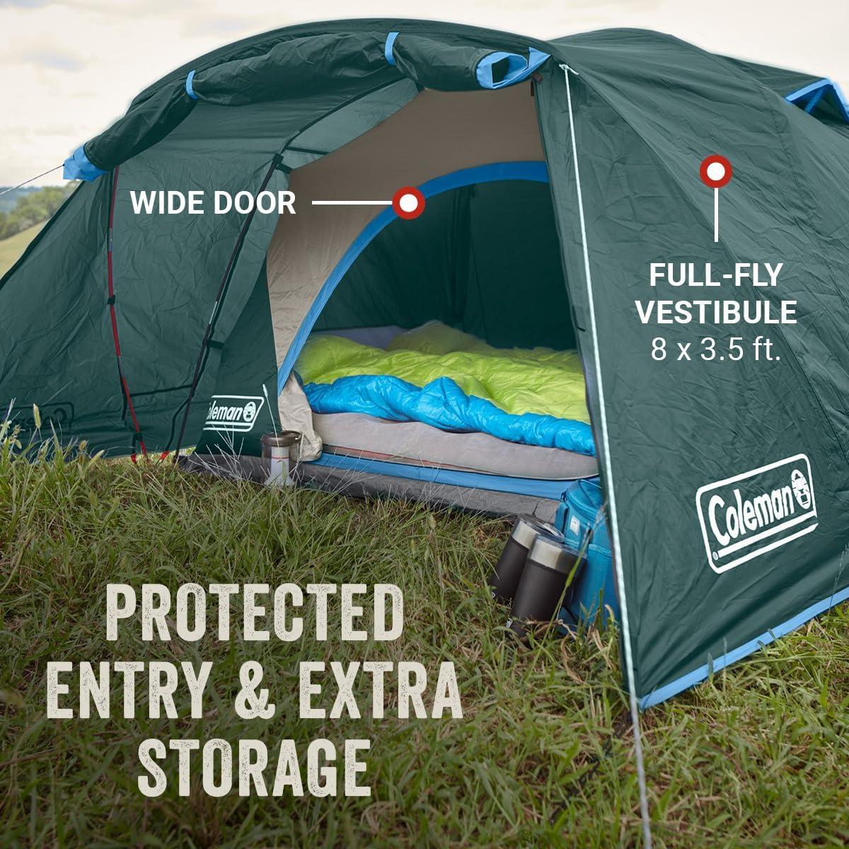 imageColeman Skydome Tent with FullFly Weather Vestibule Weatherproof 46 Person Tent Sets Up in 5 Minutes amp Protects from Water 20 More Headroom Than Traditional SheltersPFASFree