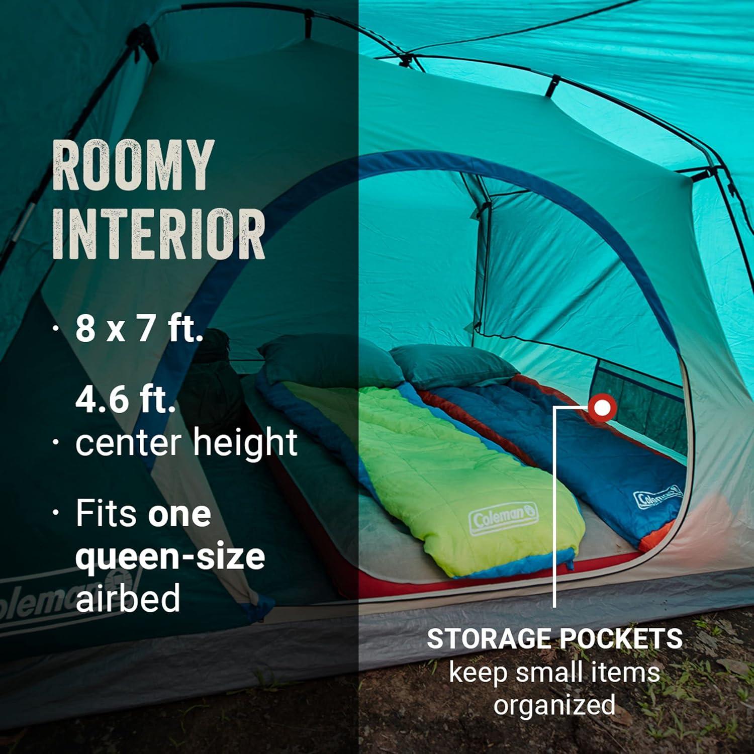 imageColeman Skydome Tent with FullFly Weather Vestibule Weatherproof 46 Person Tent Sets Up in 5 Minutes amp Protects from Water 20 More Headroom Than Traditional SheltersContains PFAS
