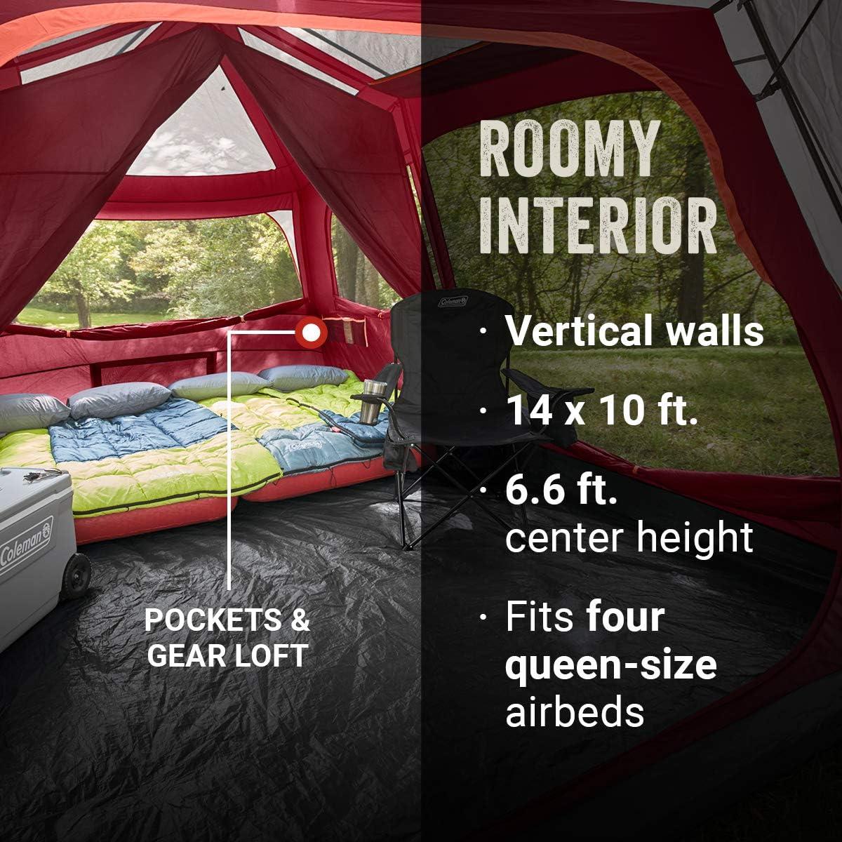 imageColeman Skylodge Camping Tent with Instant Setup 4681012 Person Weatherproof Family Tent with PreAttached Poles Convertible Screen Room and Room Divider Sets Up in About 1 Minute10person
