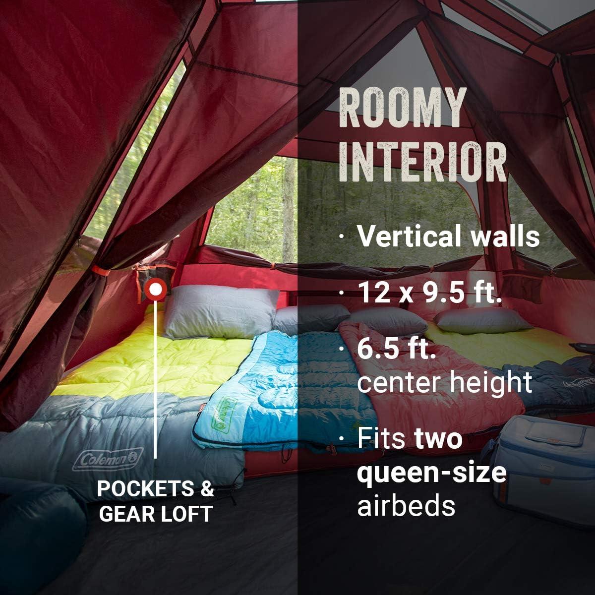 imageColeman Skylodge Camping Tent with Instant Setup 4681012 Person Weatherproof Family Tent with PreAttached Poles Convertible Screen Room and Room Divider Sets Up in About 1 Minute8person