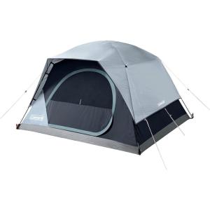 Coleman Skydome Camping Tent with LED Lights, Weatherproof 4/8 Person Family Tent Includes Pre-Attached Poles, Rainfly, Carry Bag, Ventilation and LED Lighting System, Sets Up in 5 Minutes(4-person)