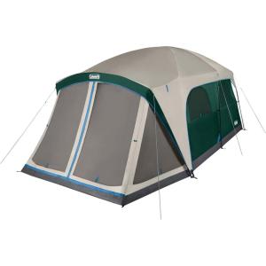 Coleman Skylodge 12-Person Camping Tent with Rainfly & Screened Porch, XL Weatherproof Family Tent Fits 4 Queen-Sized Airbeds, Color-Coded Poles & Sleeves, Made of PFAS-Free Materials(Pfas-free)