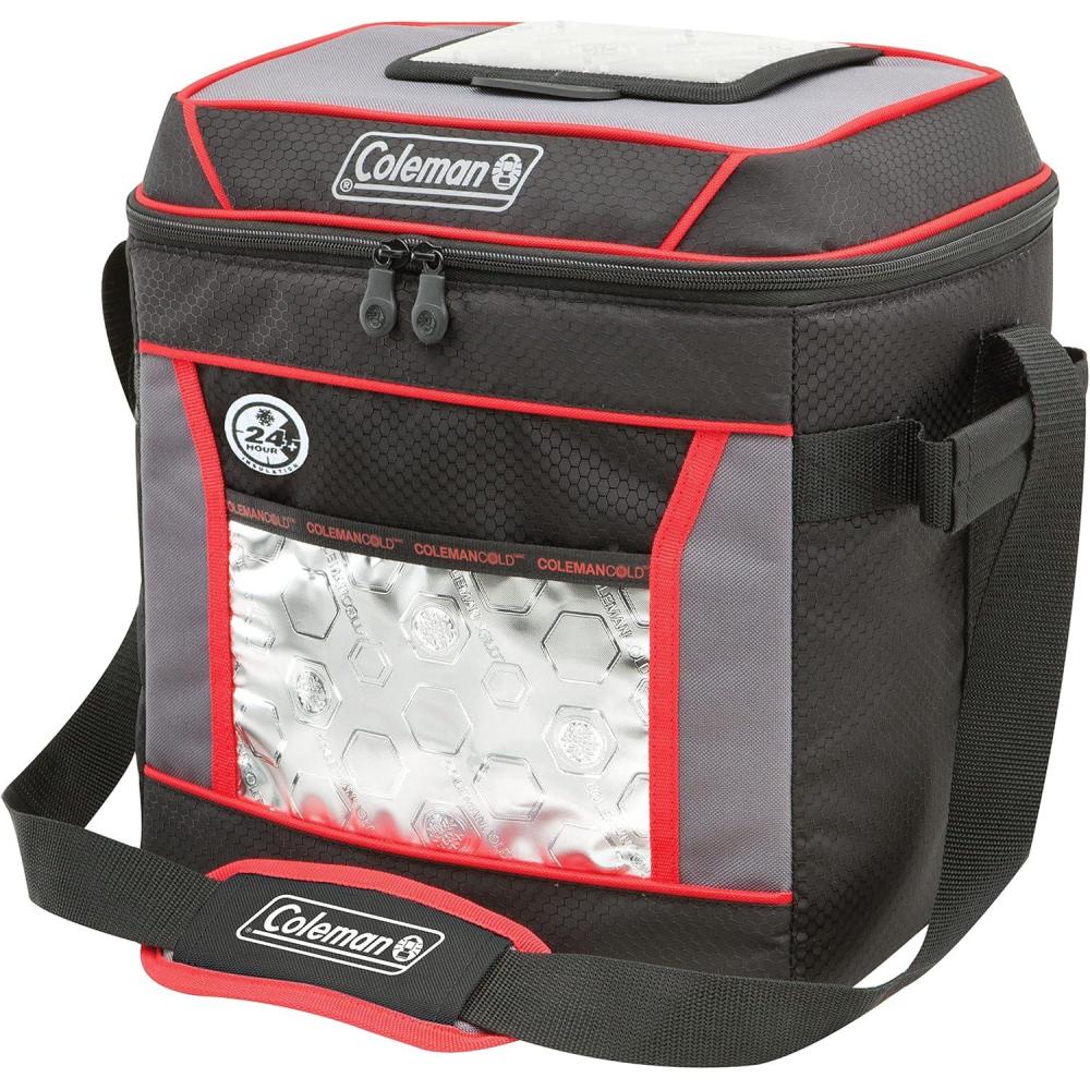 imageColeman Soft Cooler Bag  Keeps Ice Up to 24 Hours  30Can Cooler with Adjustable Shoulder Straps  Great for Picnics BBQs Camping Tailgating amp Outdoor ActivitiesRed