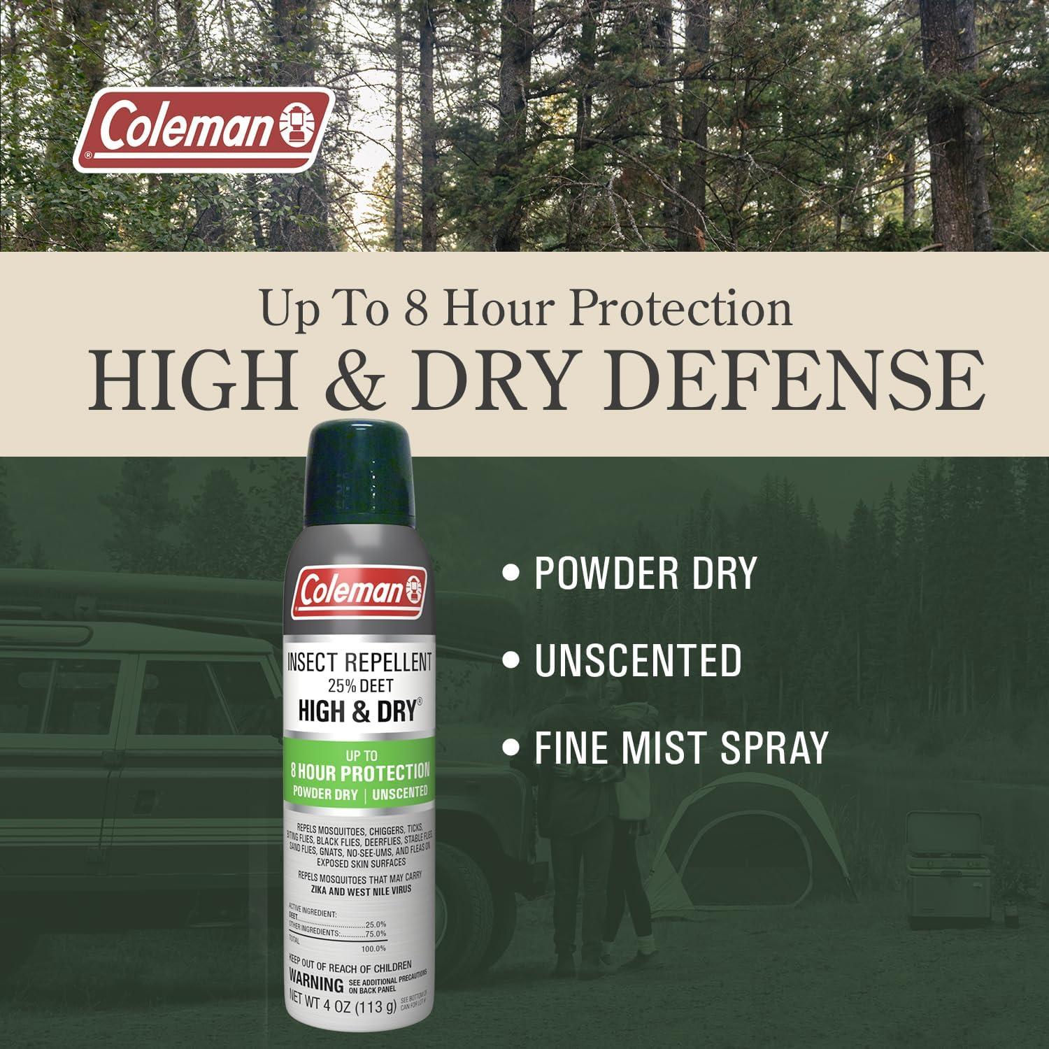imageColeman Insect Repellent Spray 25 DEET Dry Formula Insect Repellent Spray Protects Against Ticks Mosquitoes chiggers gnats Fleas and Flies Ideal for Camping Outdoor Activities 4oz