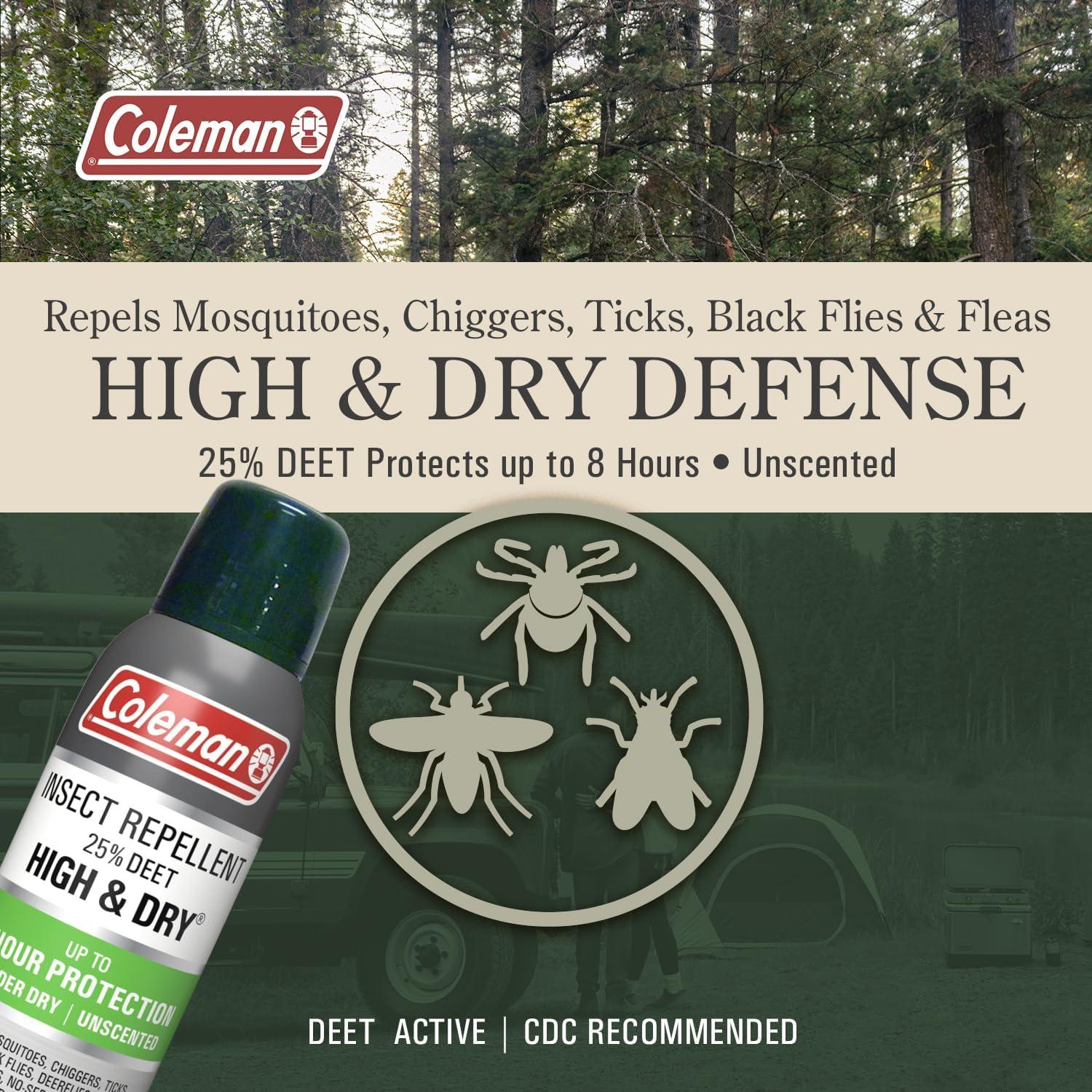 imageColeman Insect Repellent Spray 25 DEET Dry Formula Insect Repellent Spray Protects Against Ticks Mosquitoes chiggers gnats Fleas and Flies Ideal for Camping Outdoor Activities 4oz