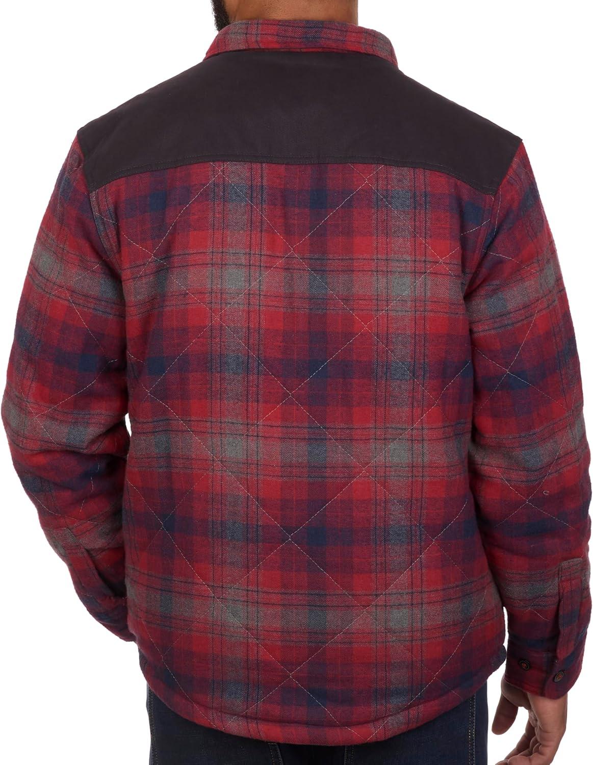 imageColeman Diamond Quilted Flannel Shirt Jacket Mens Plaid Flannel Winter Jacket for Outdoor Hiking Camping and HuntingRed