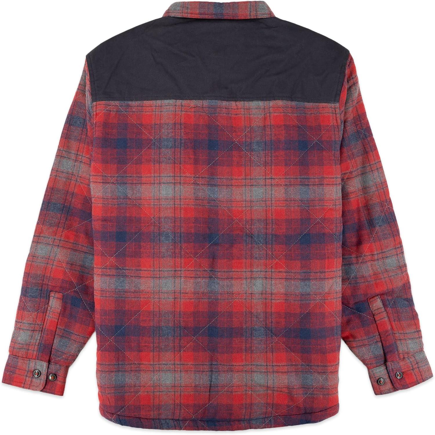 imageColeman Diamond Quilted Flannel Shirt Jacket Mens Plaid Flannel Winter Jacket for Outdoor Hiking Camping and HuntingRed