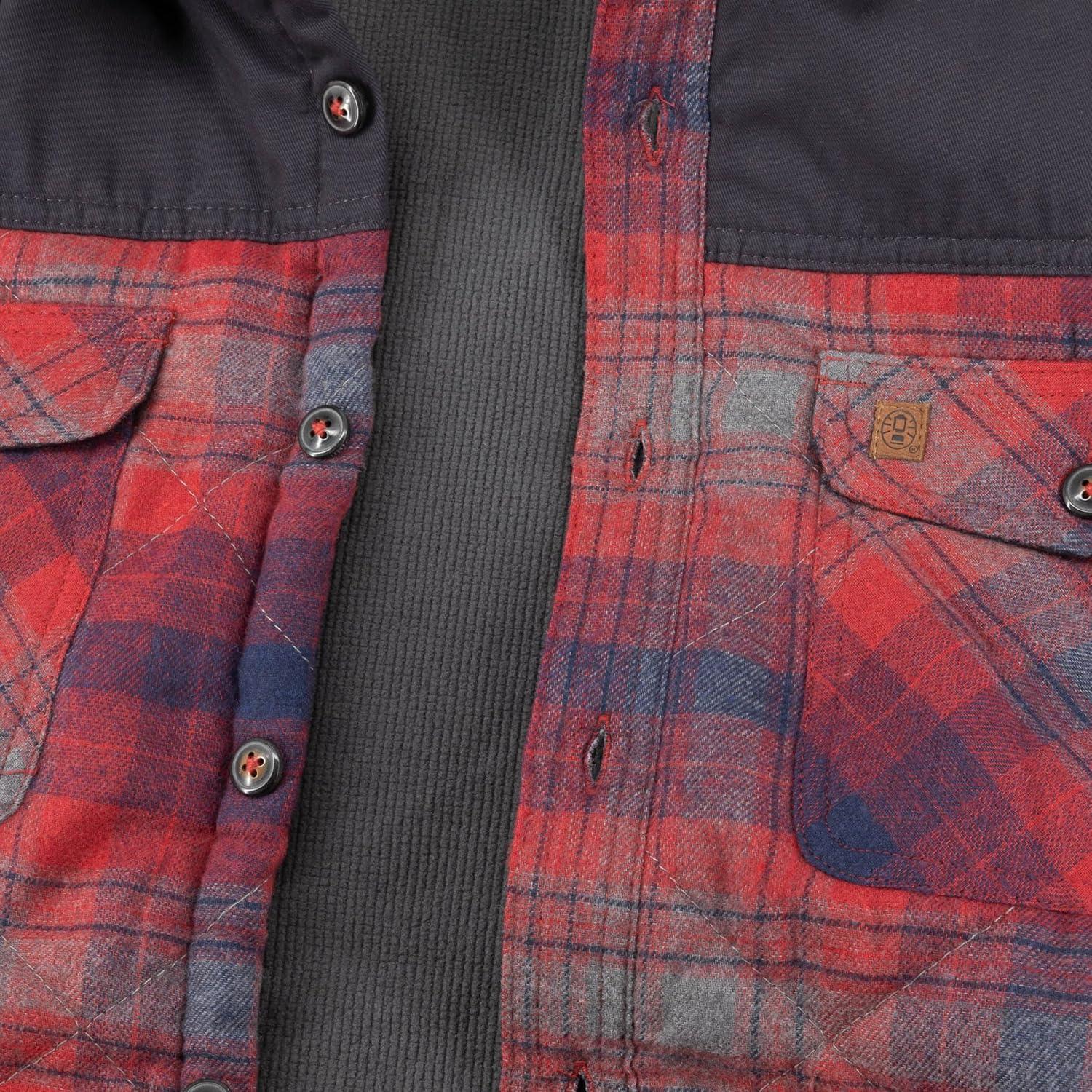 imageColeman Diamond Quilted Flannel Shirt Jacket Mens Plaid Flannel Winter Jacket for Outdoor Hiking Camping and HuntingRed