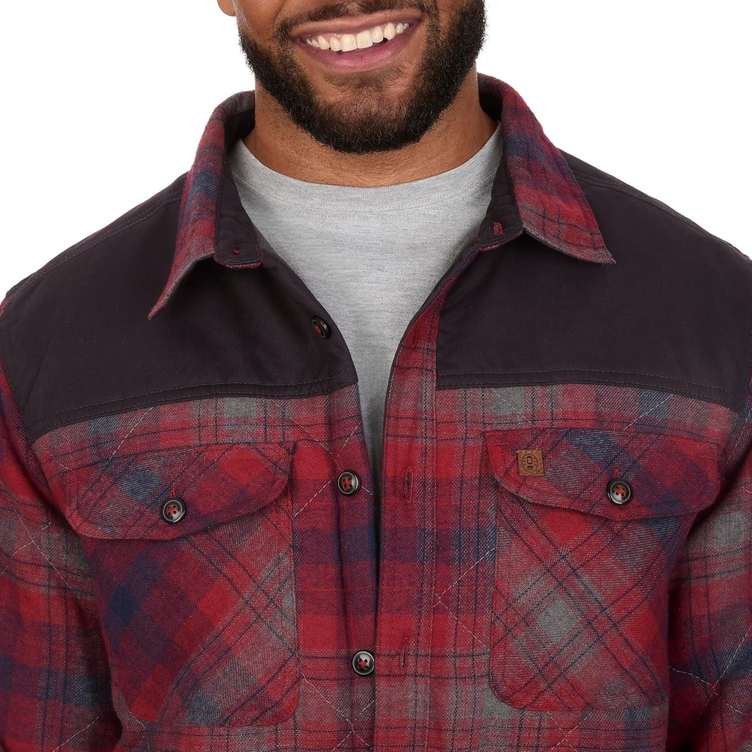 imageColeman Diamond Quilted Flannel Shirt Jacket Mens Plaid Flannel Winter Jacket for Outdoor Hiking Camping and HuntingRed
