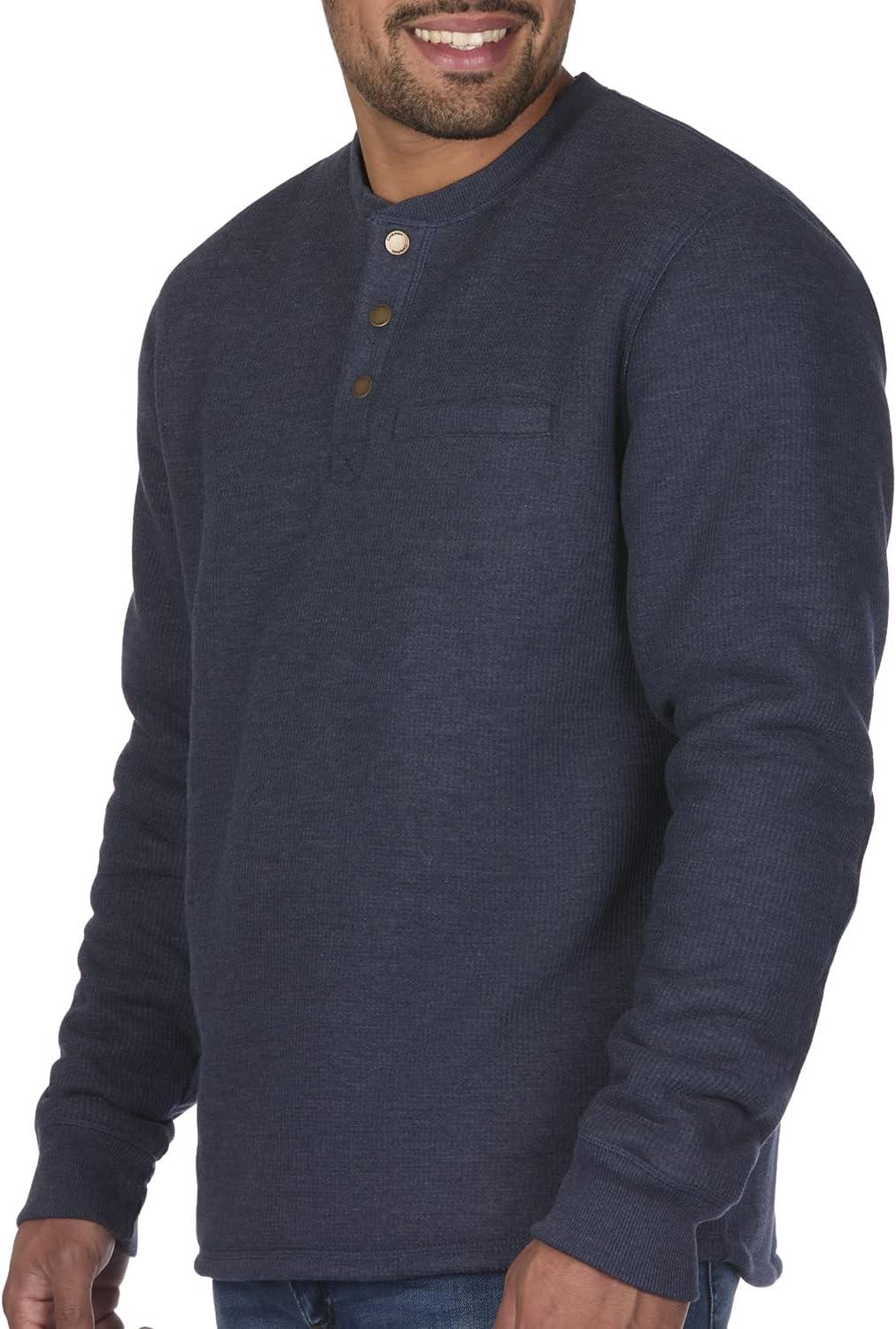imageColeman LongSleeve Sherpa Lined Waffle Henley Shirts for MenIndigo Heather