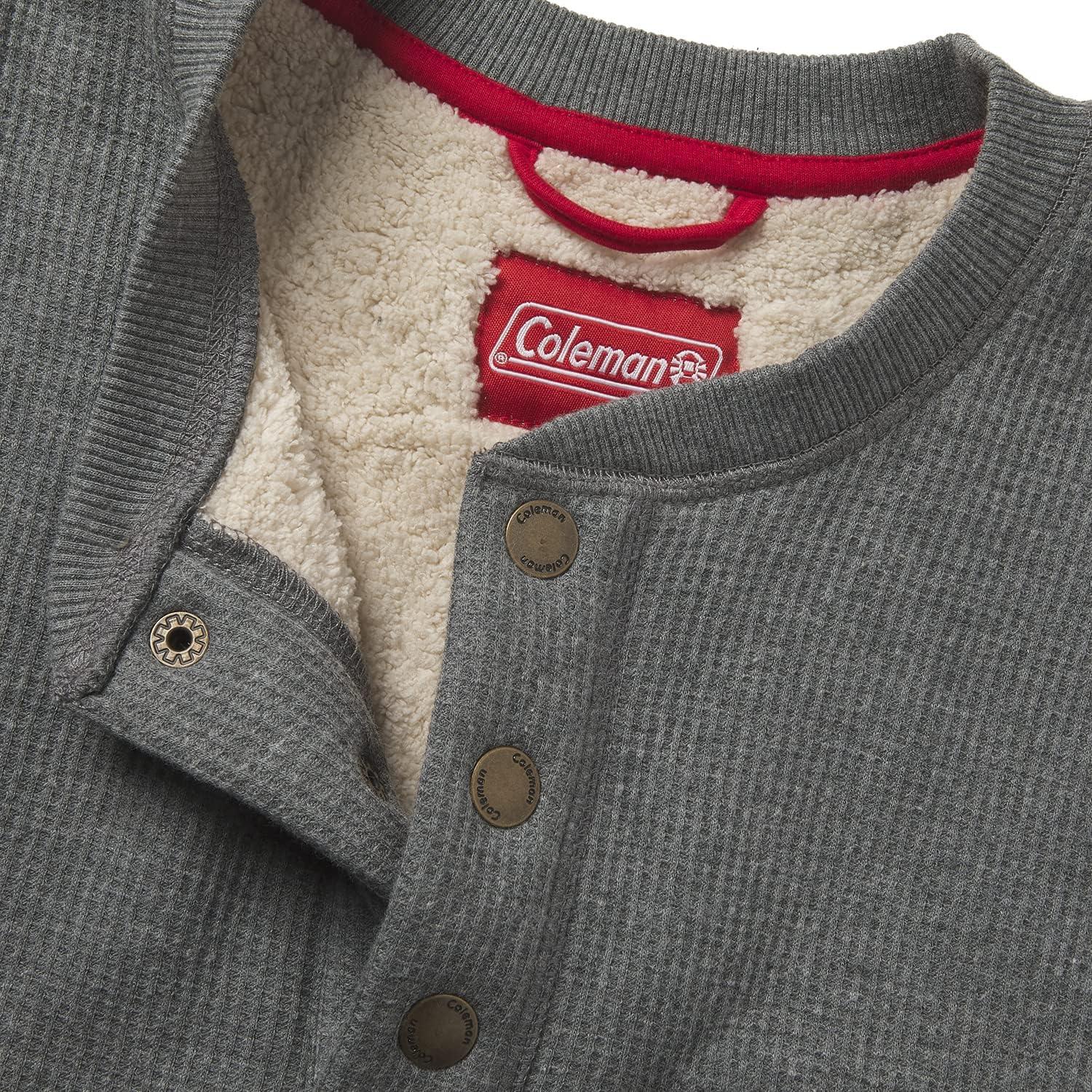 imageColeman LongSleeve Sherpa Lined Waffle Henley Shirts for MenShale Heather