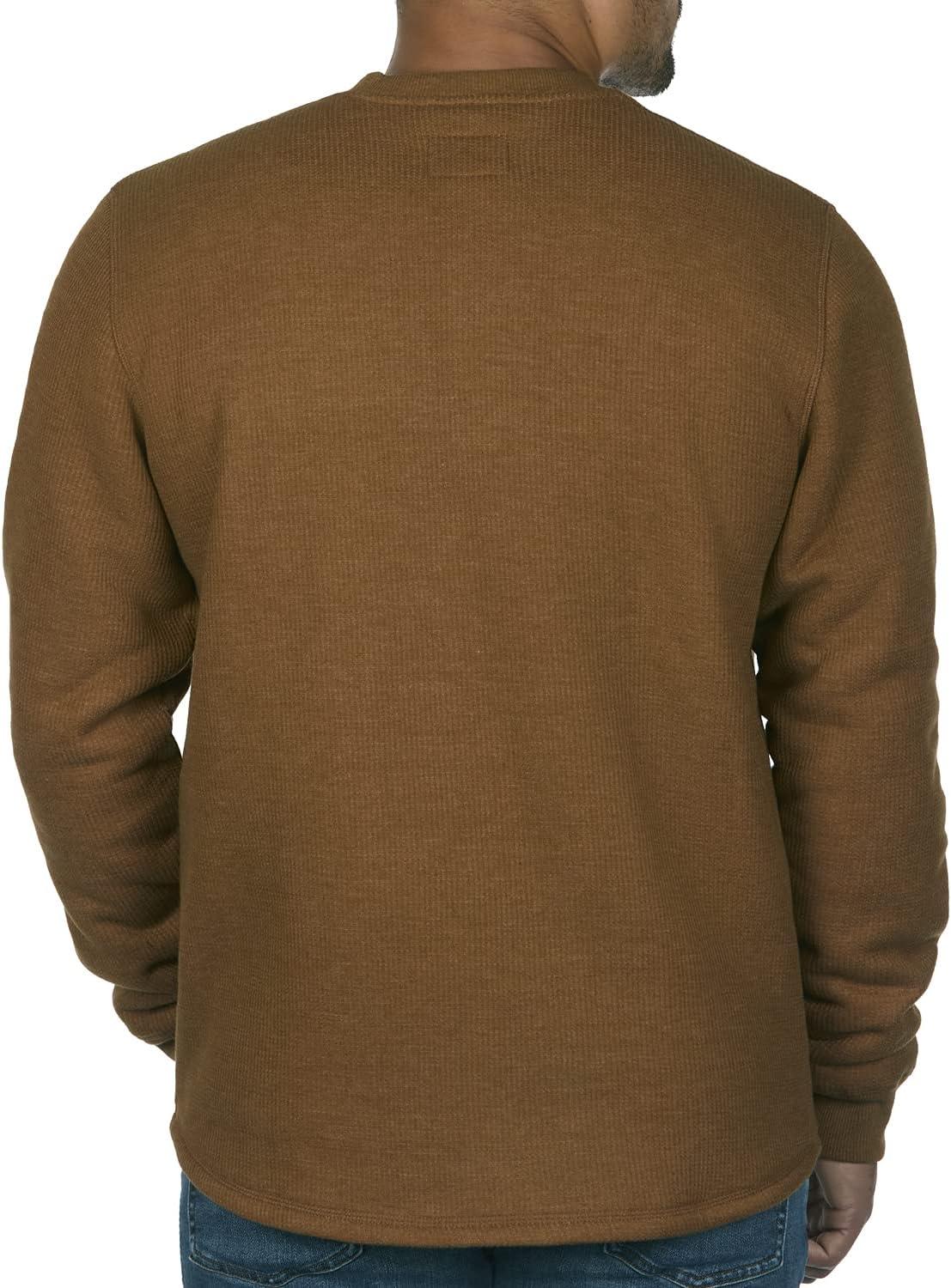 imageColeman LongSleeve Sherpa Lined Waffle Henley Shirts for MenWalnut Heather
