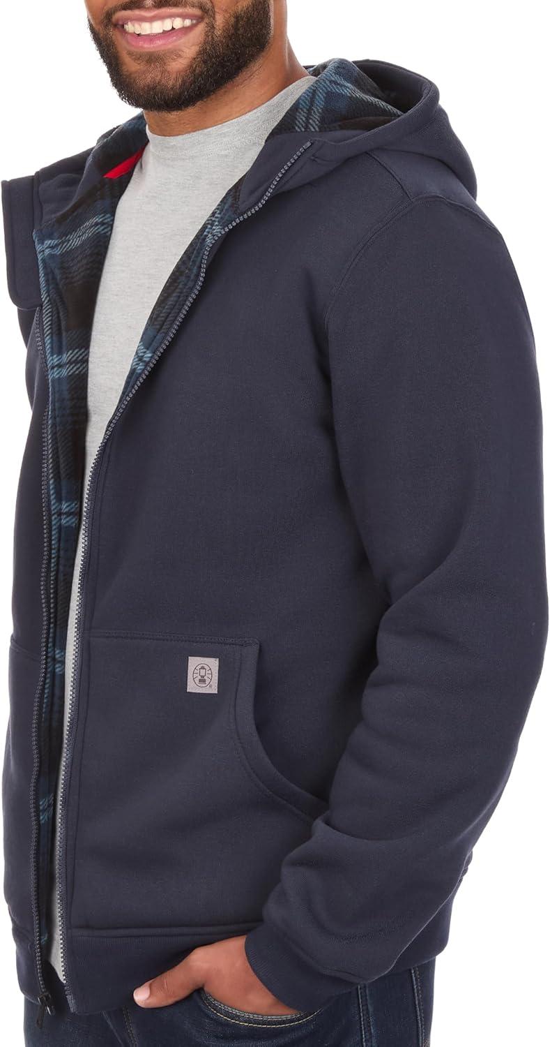 imageColeman Polar Mens Fleece Lined Workwear FullZip Sweatshirt with Hood Perfect Hoodie For The OutdoorsNavy