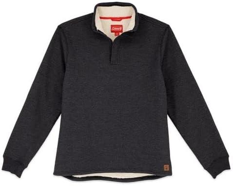 imageColeman Quarter Zip Sherpa Henley Long Sleeve Shirt For Men Black Heather MediumBlack Heather