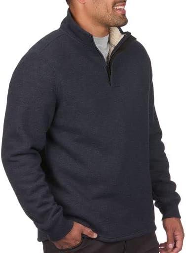 imageColeman Quarter Zip Sherpa Henley Long Sleeve Shirt For Men Black Heather MediumIndigo Heather