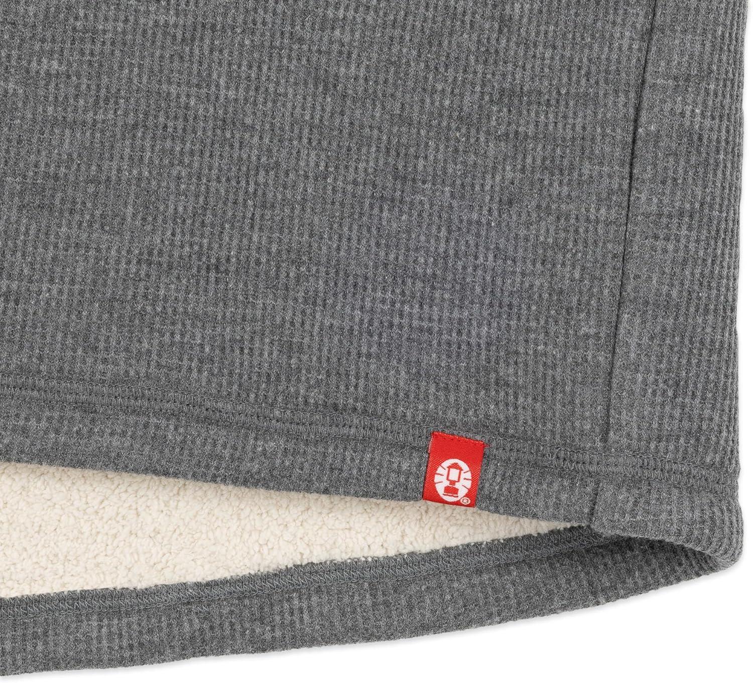 imageColeman Quarter Zip Sherpa Henley Long Sleeve Shirt For Men Black Heather MediumShale Heather