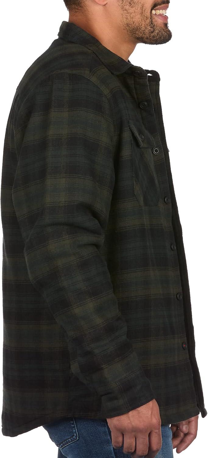 imageColeman Sherpa Lined Yukon Flannel Shirt Jackets with Corduroy Trim RedCharcoal LargeOlive