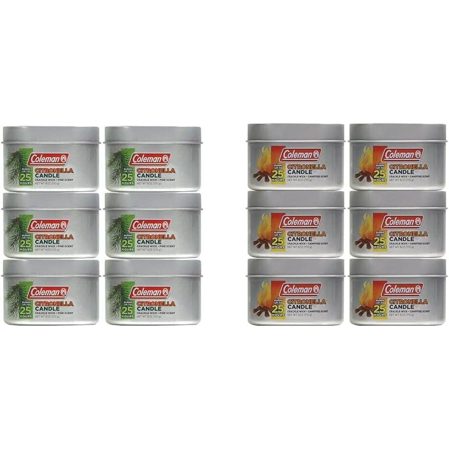 imageColeman Pine and Campfire Scented 6oz Citronella Candles with Wooden Crackle Wick Packs of 6Pine  Campfire