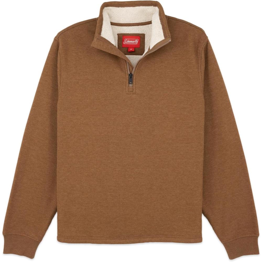 imageColeman Quarter Zip Sherpa Henley Long Sleeve Shirt For Men Black Heather MediumCopper Heather