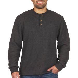 Coleman Long-Sleeve Sherpa Lined Waffle Henley Shirts for Men(Black Heather)