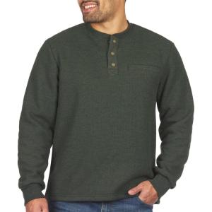 Coleman Long-Sleeve Sherpa Lined Waffle Henley Shirts for Men(Hunter Green Heather)