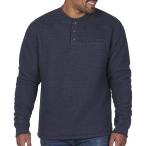 Coleman Long-Sleeve Sherpa Lined Waffle Henley Shirts for Men(Indigo Heather)