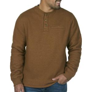 Coleman Long-Sleeve Sherpa Lined Waffle Henley Shirts for Men(Walnut Heather)
