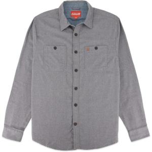 Coleman Mens Long-Sleeve Flannel Shirt Midweight Western Plaid Button-Down Blue/Grey Medium(Grey Heather)