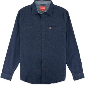 Coleman Mens Long-Sleeve Flannel Shirt Midweight Western Plaid Button-Down Blue/Grey Medium(Navy Heather)