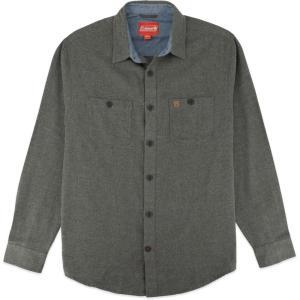 Coleman Mens Long-Sleeve Flannel Shirt Midweight Western Plaid Button-Down Blue/Grey Medium(Olive Heather)