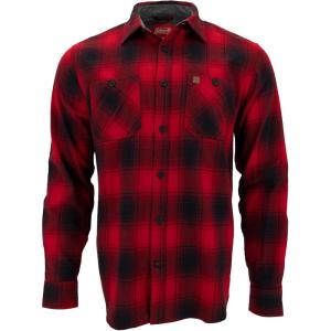Coleman Mens Long-Sleeve Flannel Shirt Midweight Western Plaid Button-Down Blue/Grey Medium(Red/Black Plaid)