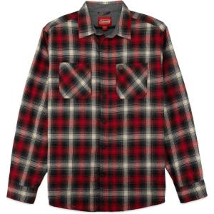 Coleman Mens Long-Sleeve Flannel Shirt Midweight Western Plaid Button-Down Blue/Grey Medium(Red/Gray)