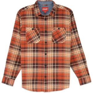 Coleman Mens Long-Sleeve Flannel Shirt Midweight Western Plaid Button-Down Blue/Grey Medium(Rust)