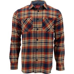 Coleman Mens Long-Sleeve Flannel Shirt Midweight Western Plaid Button-Down Blue/Grey Medium(Rust/Navy)