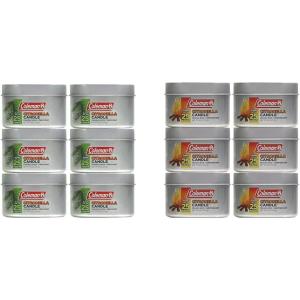 Coleman Pine and Campfire Scented 6oz Citronella Candles with Wooden Crackle Wick (Packs of 6)(Pine + Campfire)