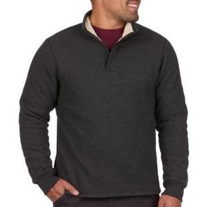 Coleman Quarter Zip Sherpa Henley Long Sleeve Shirt For Men Black Heather Medium(Black Heather)