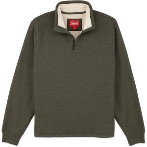 Coleman Quarter Zip Sherpa Henley Long Sleeve Shirt For Men Black Heather Medium(Smokey Olive Heather)