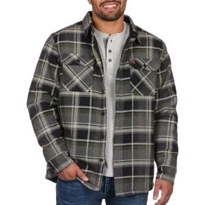Coleman Sherpa Lined Yukon Flannel Shirt Jackets with Corduroy Trim Red/Charcoal Large(Grey/Olive)