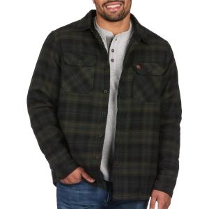 Coleman Sherpa Lined Yukon Flannel Shirt Jackets with Corduroy Trim Red/Charcoal Large(Olive)