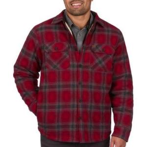 Coleman Sherpa Lined Yukon Flannel Shirt Jackets with Corduroy Trim Red/Charcoal Large(Red/Charcoal)